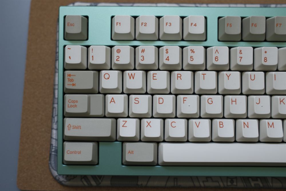 Close-up of the top-left, Esc, function row and alphas