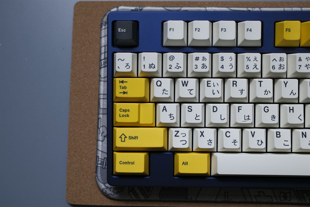 Three-quarter over the Esc, yellow modifiers and Japanese alphas